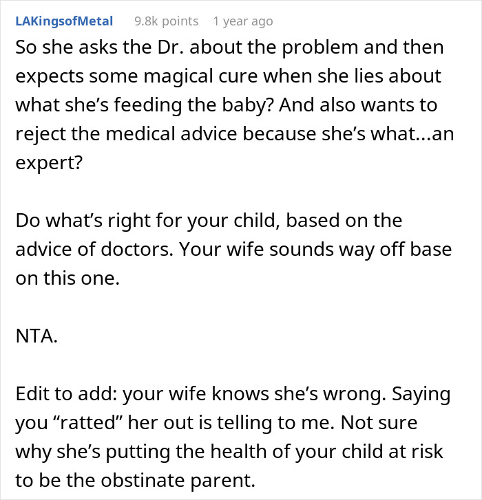 “She Lied”: Dad Tells Pediatrician The Truth About What His Wife Has Been Feeding Their 2-Month-Old Daughter