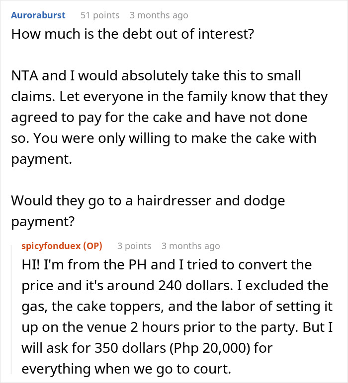 Family Has To Pick Sides After Woman Refuses To Bake More Cakes For Cousin After She Disappeared When She Had To Pay For The First One Family Has To Pick Sides After Woman Refuses To Bake More Cakes For Cousin After She Disappeared When She Had To Pay For The First One