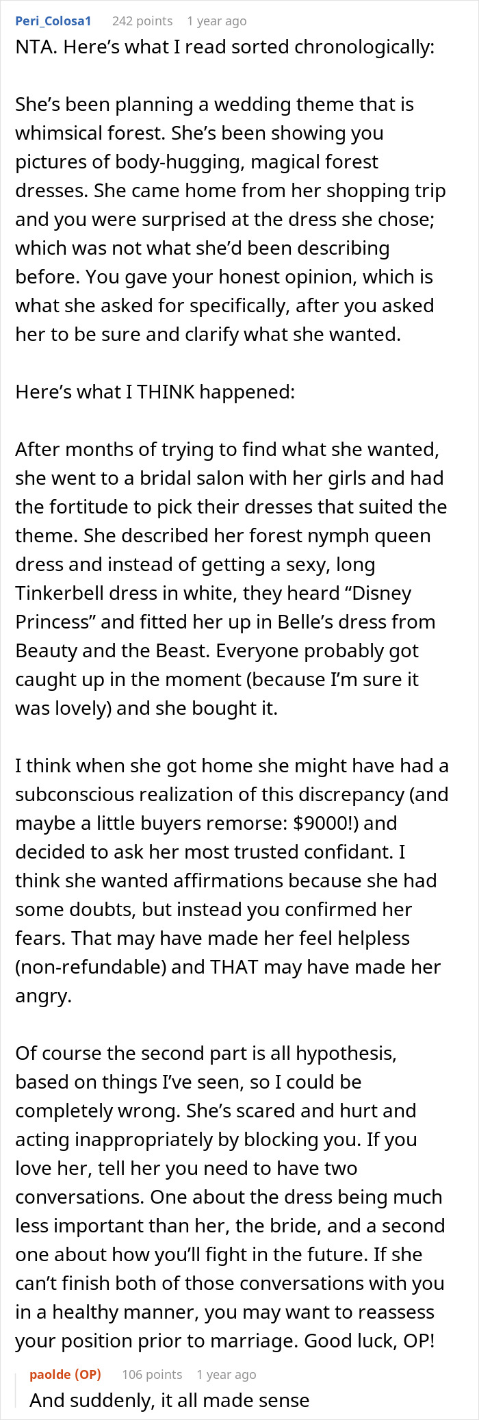 Woman Blocks Fiancé’s Number And Stays At Mom’s House After He Gives An Overly Honest Opinion On Her Wedding Dress