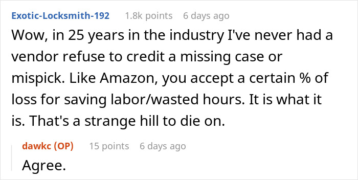 Vendor Won’t Credit Missing Item Due To “Strict Policy,” Restaurant Manager Maliciously Complies Vendor Won’t Credit Missing Item Due To “Strict Policy,” Restaurant Manager Maliciously Complies