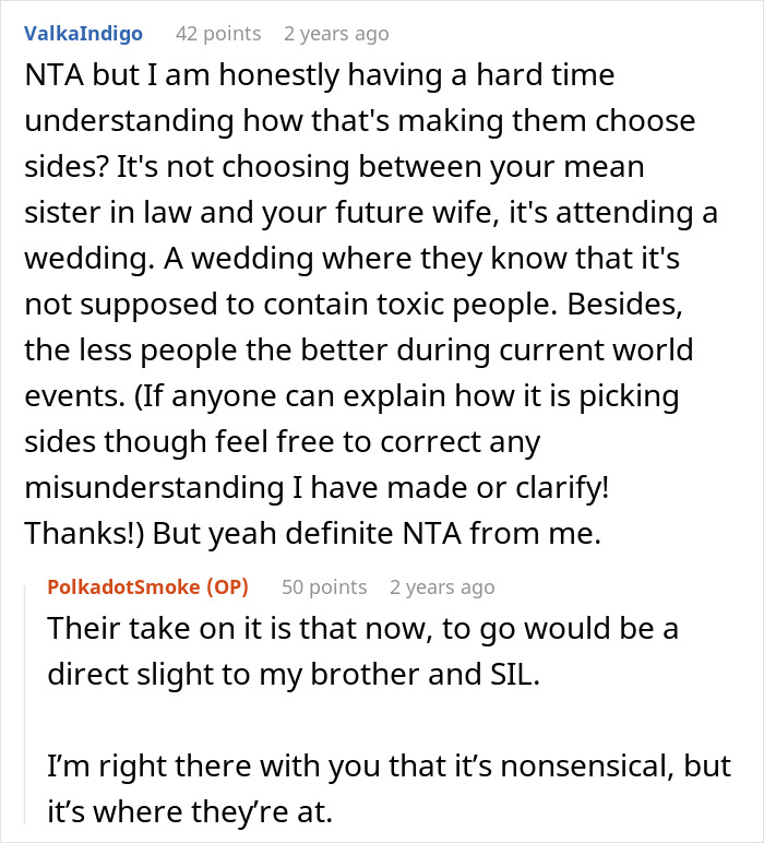 SIL Fat-Shames This Guy's Fiancée, Gets Upset When She Gets Excluded From Their Wedding, Despite Her Husband Getting To Go SIL Fat-Shames This Guy's Fiancée, Gets Upset When She Gets Excluded From Their Wedding, Despite Her Husband Getting To Go
