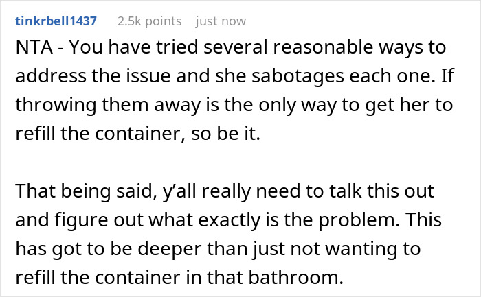 "Throw The Whole Wife Away": Man Is Not Allowed To Refill Soap Dispenser, Throws It Away Instead, Making Wife Dig Through The Trash "Throw The Whole Wife Away": Man Is Not Allowed To Refill Soap Dispenser, Throws It Away Instead, Making Wife Dig Through The Trash