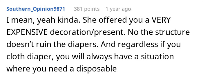 Expecting Mom Gets Called Out By Her Sister-In-Law For Not Wanting A 'Diaper Cake' For The Upcoming Baby Shower Expecting Mom Gets Called Out By Her Sister-In-Law For Not Wanting A 'Diaper Cake' For The Upcoming Baby Shower