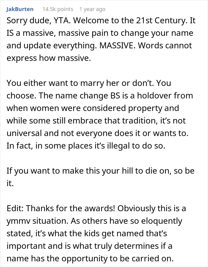 Man Wonders If He Is Wrong To Want His Fiancée To Have His Last Name When She Doesn’t Man Wonders If He Is Wrong To Want His Fiancée To Have His Last Name When She Doesn’t