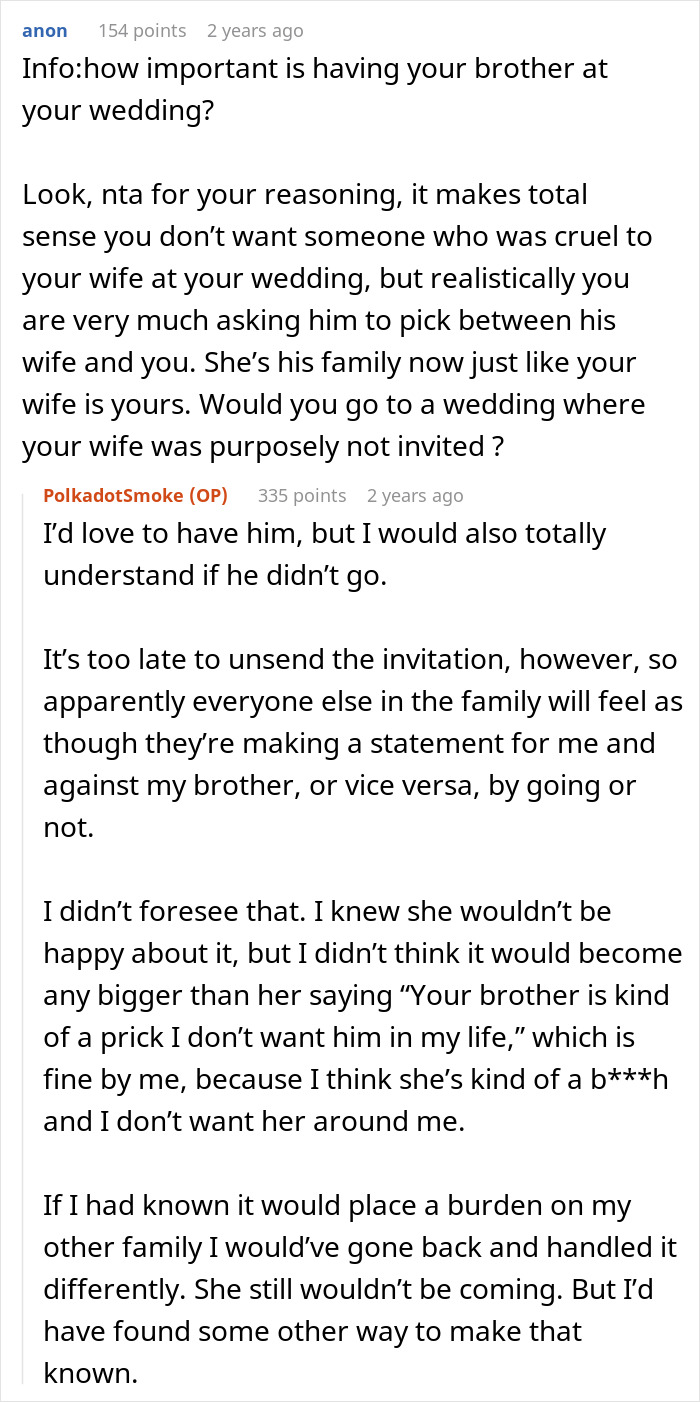 SIL Fat-Shames This Guy's Fiancée, Gets Upset When She Gets Excluded From Their Wedding, Despite Her Husband Getting To Go SIL Fat-Shames This Guy's Fiancée, Gets Upset When She Gets Excluded From Their Wedding, Despite Her Husband Getting To Go