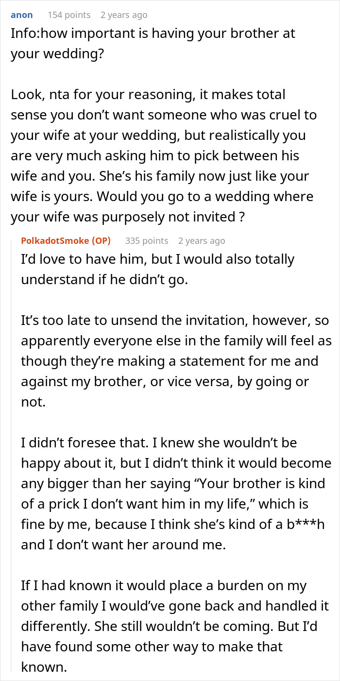 SIL Fat-Shames This Guy's Fiancée, Gets Upset When She Gets Excluded From Their Wedding, Despite Her Husband Getting To Go