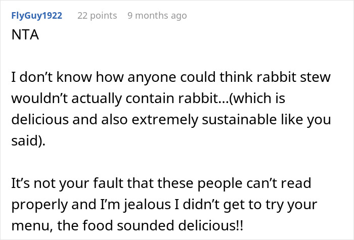 Woman Serves Rabbit Stew For Themed Party, Guests Flip Out After Realizing It Contains Actual Rabbit Meat