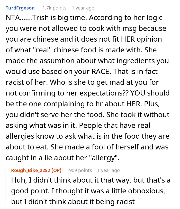 Woman Loses It After She Finds Out A Coworker's Meal She Helped Herself To Contained MSG, Takes Her To HR Woman Loses It After She Finds Out A Coworker's Meal She Helped Herself To Contained MSG, Takes Her To HR