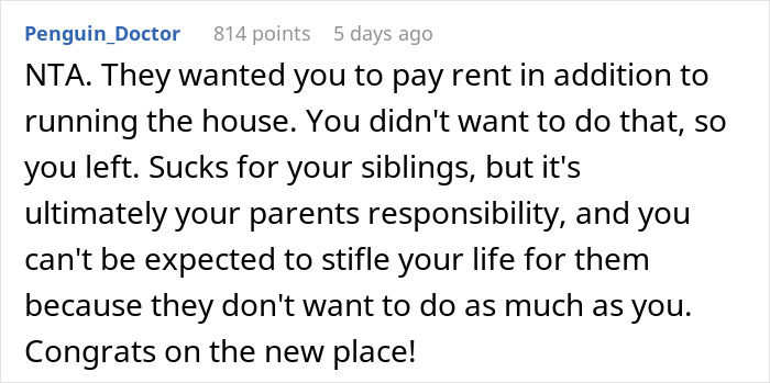 Family Doesn't Appreciate All The Household Work This Woman Does And Demands She Pays Rent, Regret It When She Moves Out Instead