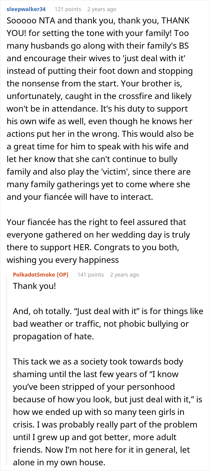 SIL Fat-Shames This Guy's Fiancée, Gets Upset When She Gets Excluded From Their Wedding, Despite Her Husband Getting To Go SIL Fat-Shames This Guy's Fiancée, Gets Upset When She Gets Excluded From Their Wedding, Despite Her Husband Getting To Go
