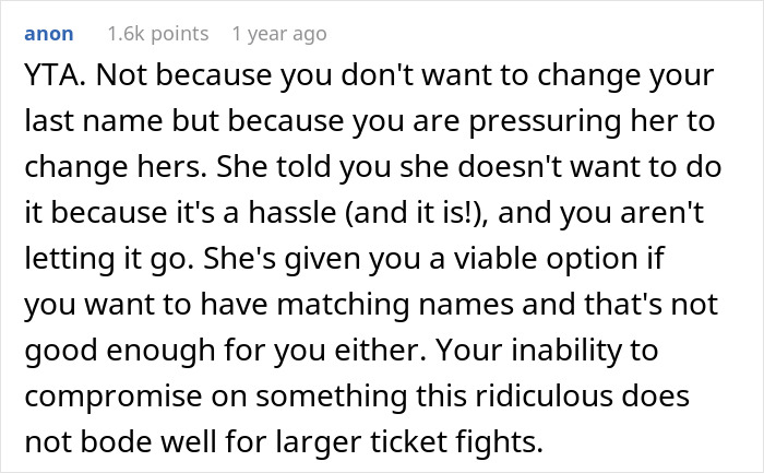 Man Wonders If He Is Wrong To Want His Fiancée To Have His Last Name When She Doesn’t Man Wonders If He Is Wrong To Want His Fiancée To Have His Last Name When She Doesn’t