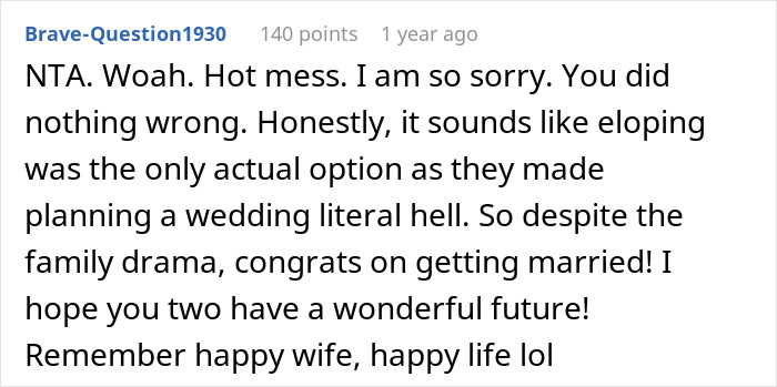 "Every Night They'd Call With Ultimatums": Couple Is Fed Up With Their Families Arguing Over Their Wedding And Decide To Elope "Every Night They'd Call With Ultimatums": Couple Is Fed Up With Their Families Arguing Over Their Wedding And Decide To Elope