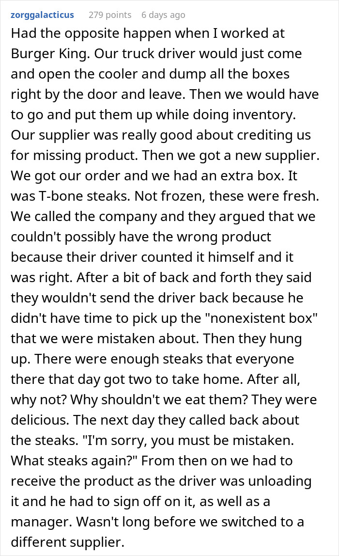 Vendor Won’t Credit Missing Item Due To “Strict Policy,” Restaurant Manager Maliciously Complies Vendor Won’t Credit Missing Item Due To “Strict Policy,” Restaurant Manager Maliciously Complies