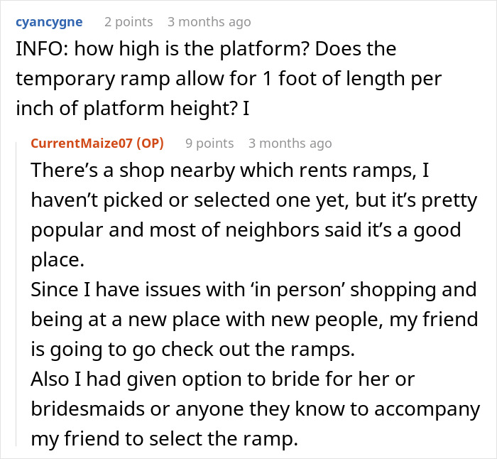 After Suggesting To Use A Temporary Ramp So Her House Can Be Accessible For A Wedding, Woman Exposes The Insulting Bride-To-Be And The Wedding Is Called Off