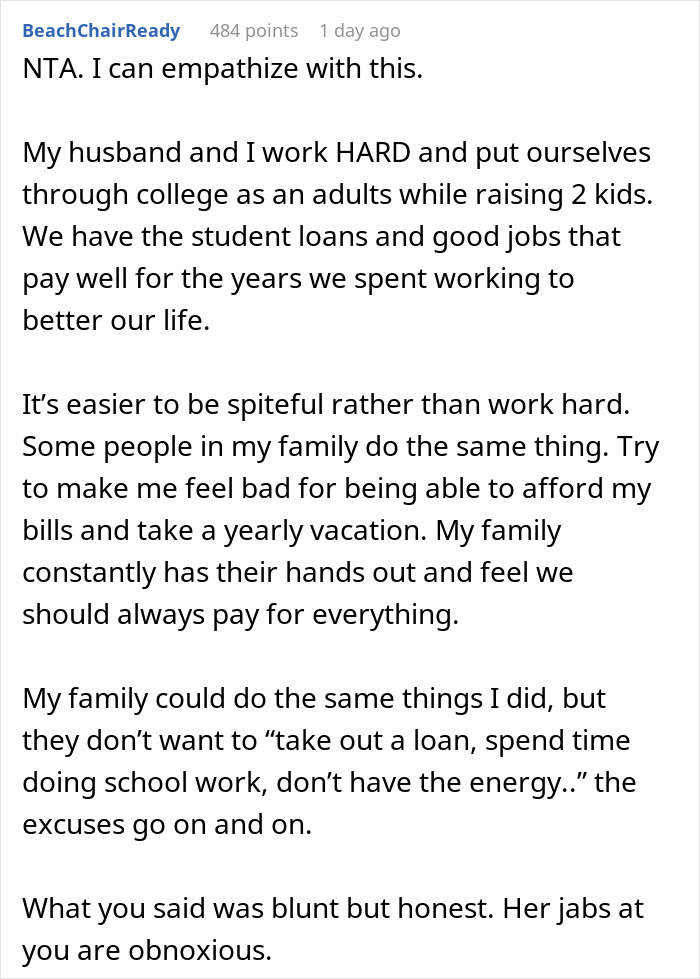 Woman Is Fed Up With Sister's Nagging About Her Being Wealthy, Talks Tough In Response And Gets Called Out
