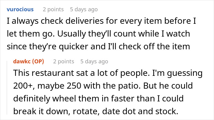 Vendor Won’t Credit Missing Item Due To “Strict Policy,” Restaurant Manager Maliciously Complies Vendor Won’t Credit Missing Item Due To “Strict Policy,” Restaurant Manager Maliciously Complies