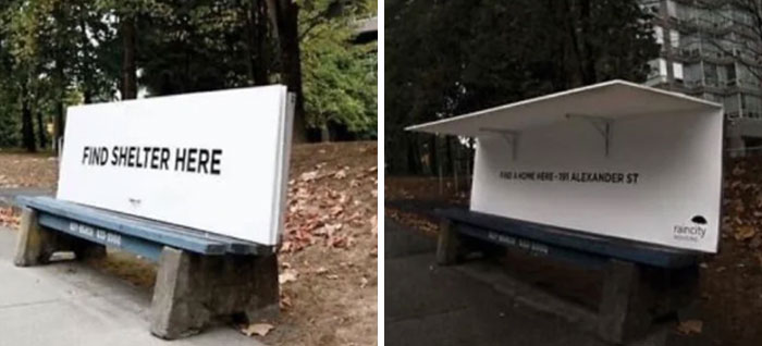 Park Bench With Built In Shelter For The Homeless