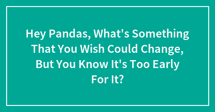 Hey Pandas, What’s Something That You Wish Could Change, But You Know It’s Too Early For It?