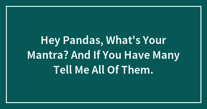 Hey Pandas, What’s Your Mantra? And If You Have Many Tell Me All Of Them.