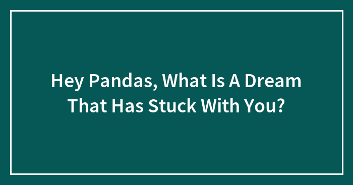 Hey Pandas, What Is A Dream That Has Stuck With You?