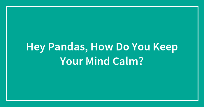 Hey Pandas, How Do You Keep Your Mind Calm? (Closed)