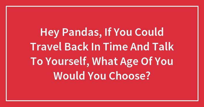 Hey Pandas, If You Could Travel Back In Time And Talk To Yourself, What Age Of You Would You Choose? (Closed)