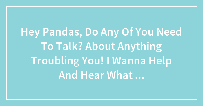 Hey Pandas, Do Any Of You Need To Talk? About Anything Troubling You! I Wanna Help And Hear What You Have To Say!