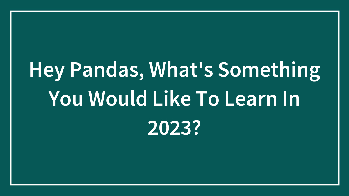 Hey Pandas, What’s Something You Would Like To Learn In 2023? (Closed)