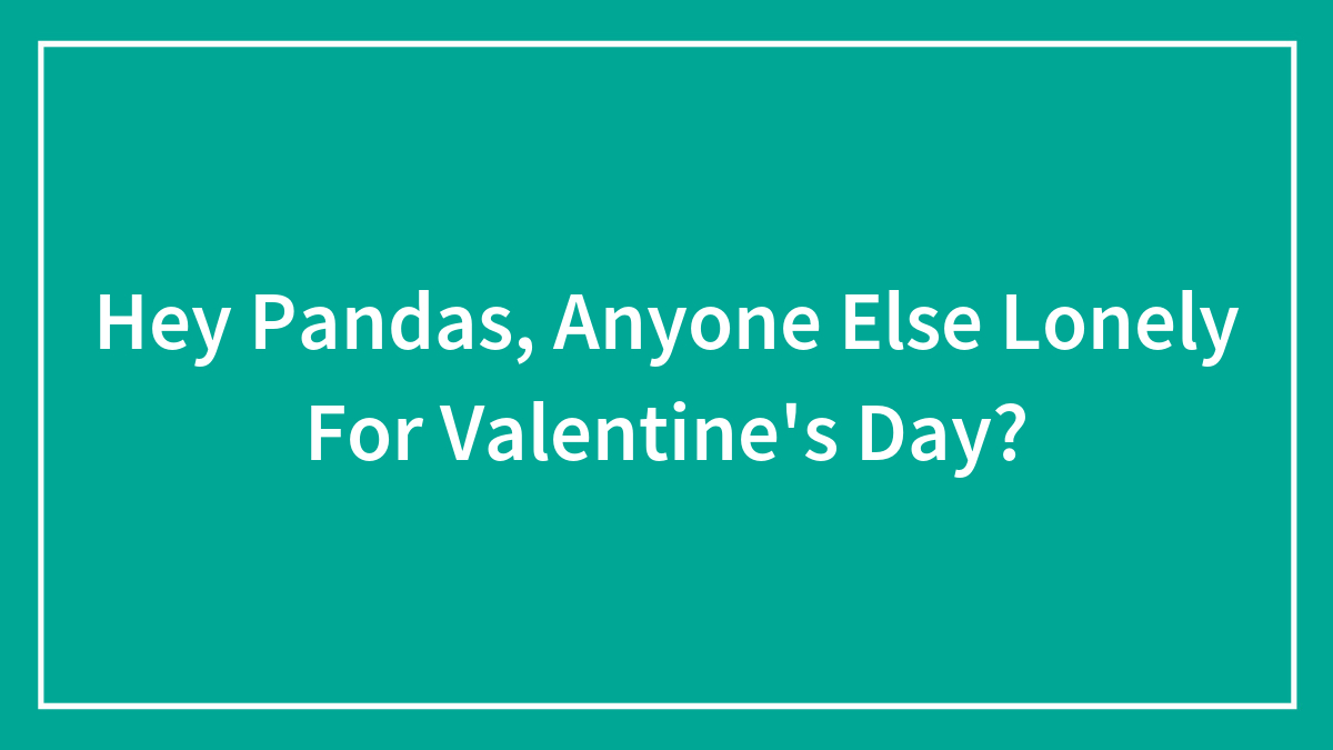 Hey Pandas, Anyone Else Lonely For Valentine’s Day?