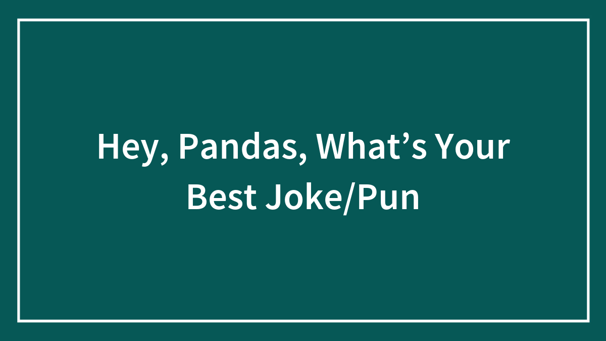 Hey, Pandas, What’s Your Best Joke/Pun