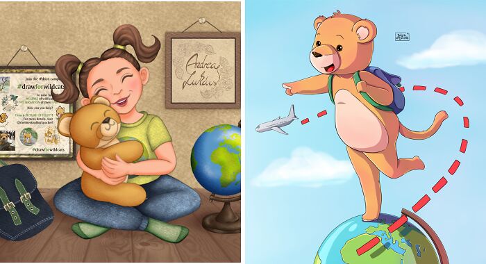 Artists From Around The World Draw Mascot ‘Fluffy’ In Unique Styles For Charity (29 Pics)