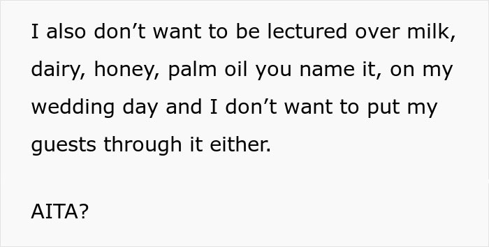 Daughter Uninvites Her Dad And His GF From Her Wedding After They Demand Everything Is Vegan, From Food To The Guests' Shoes Daughter Uninvites Her Dad And His GF From Her Wedding After They Demand Everything Is Vegan, From Food To The Guests' Shoes