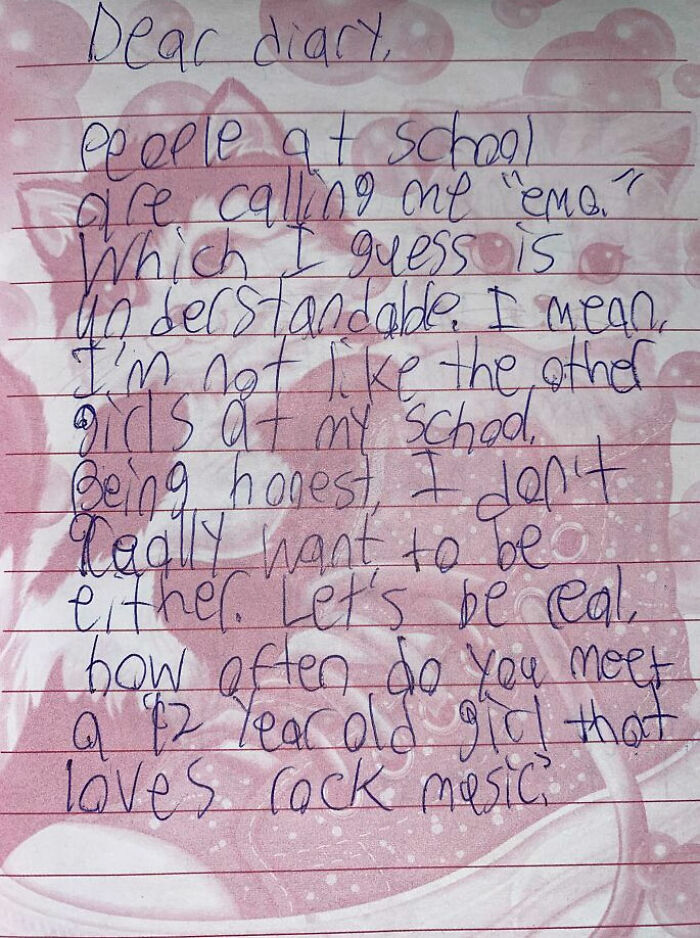 Excuse The Bad Handwriting, But I Was Looking Through My Old Diary And Found This Gem From When I Was In 7th Grade. I Think What’s Funnier Is That No One Ever Called Me Emo In School And I Just Made That Part Up