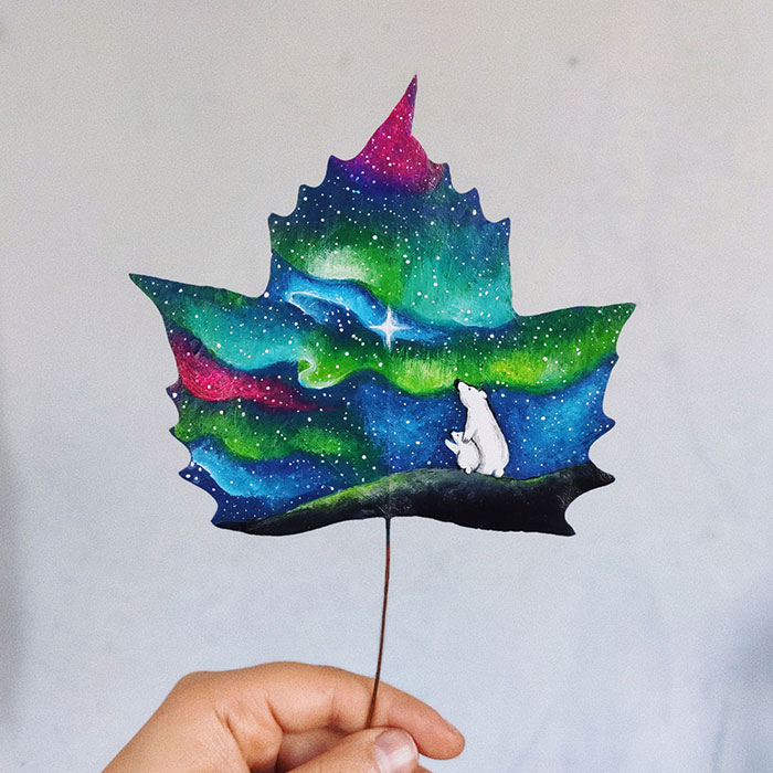 To Give Another Life To Fallen Autumn Leaves, I Use Them As A Painting Canvas And Then Frame Them (19 Pics)