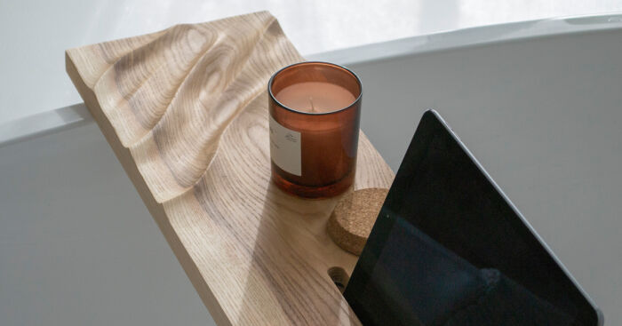 I Made A Bath Table From Natural Wood With An Imitation Of Waves