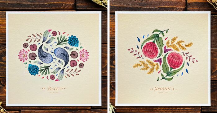 I Used The Symbolism Of Flowers To Represent The Qualities Of Each Star Sign In These 12 Poetic Illustrations
