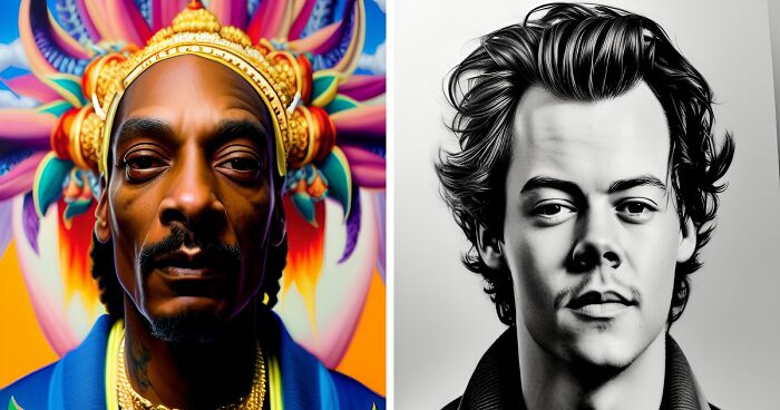 I Painted Celebrity Portraits With AI (9 Pics)