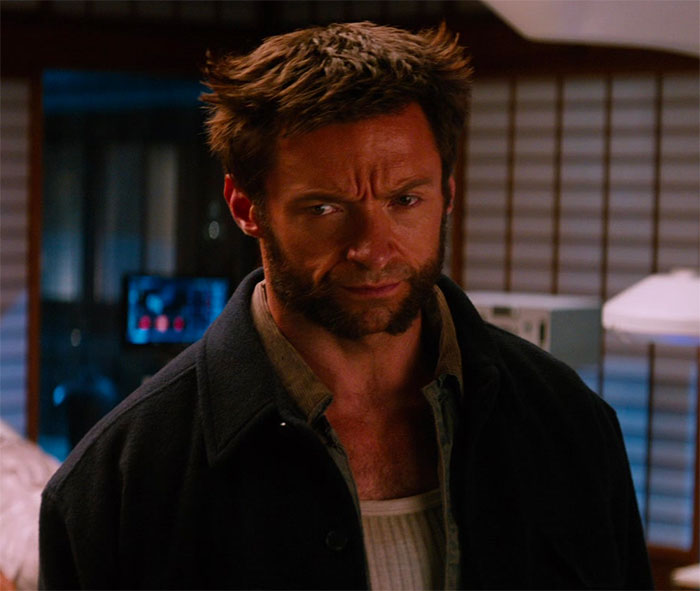 Hugh Jackman looking in movie The Wolverine