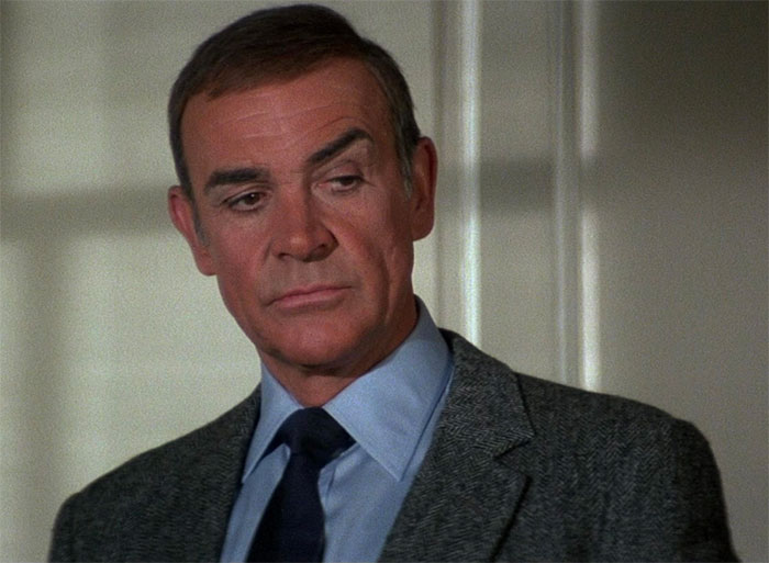 Sean Connery wearing suit in movie Never Say Never Again