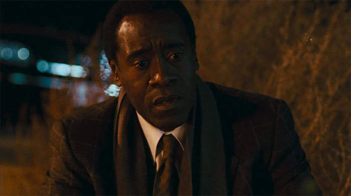 Don Cheadle wearing suit in movie Crash
