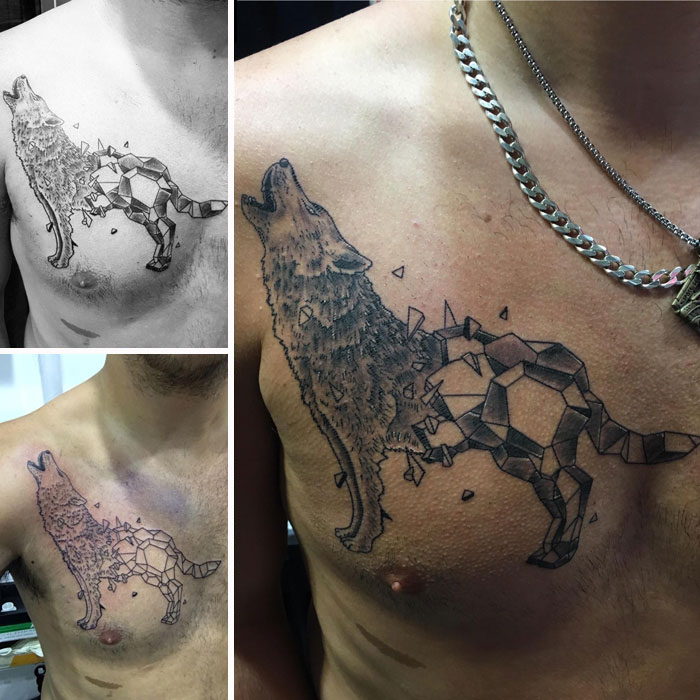 Geometric, Realistic Wolf By Victor Ang At Exotic Tattoo And Piercings In Singapore