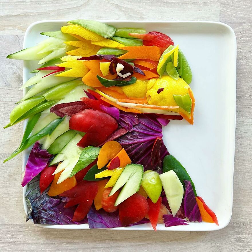 Colorful Eagle Made Using Various Fruit And Vegetables