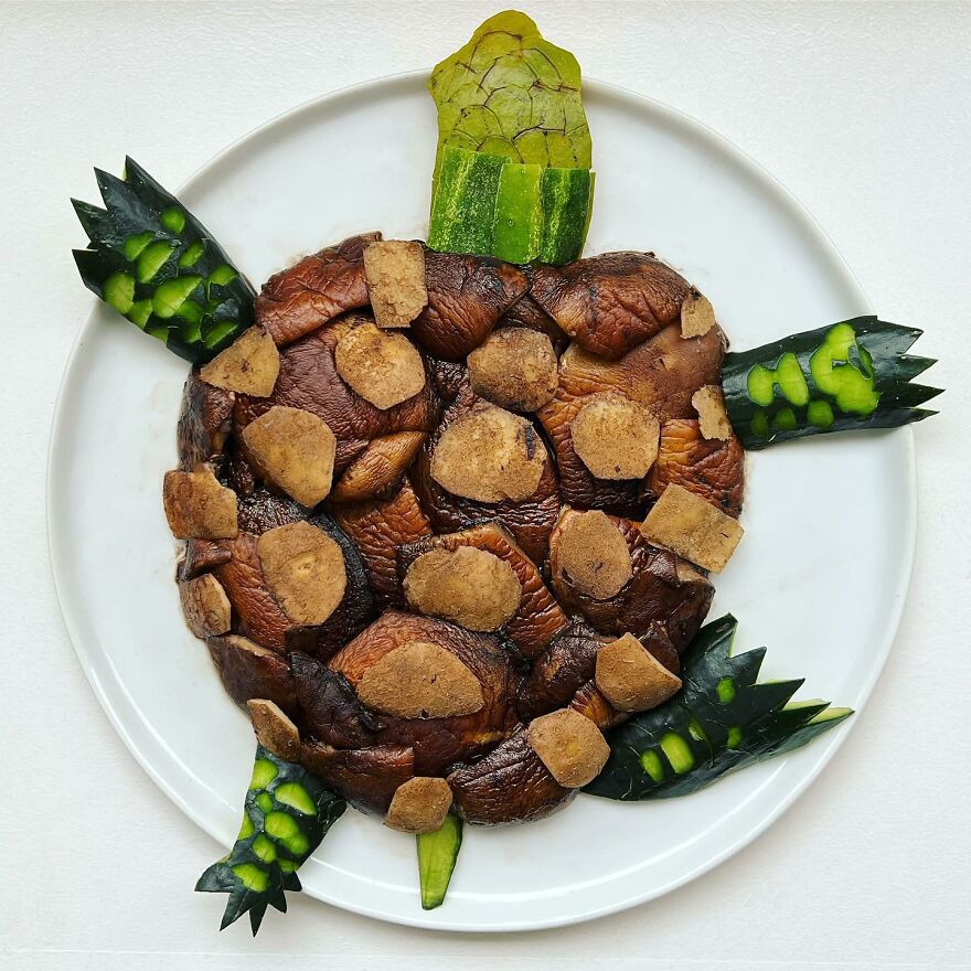 A Turtle Made Using Delicious Sautéed Portobello Mushrooms
