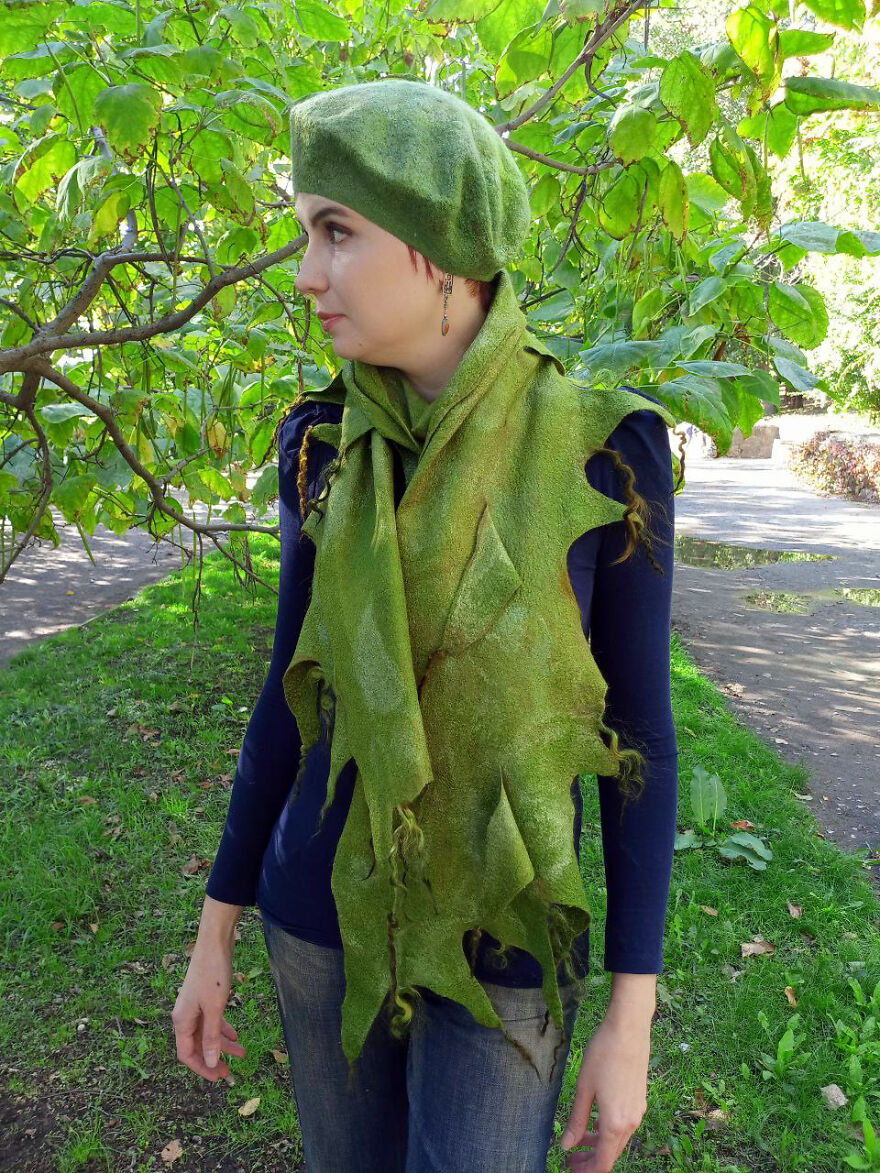 Wool Beret Elven Herbs And A Scarf