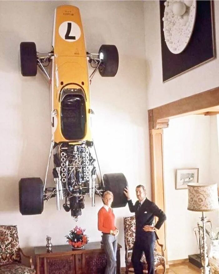 Have You Ever Liked Your Car So Much You Stuck It On The Wall? Joakim Bonnier Did. He Drove This Brm V12 Powered Mclaren M5a To Sixth Place In The 1968 Italian Grand Prix