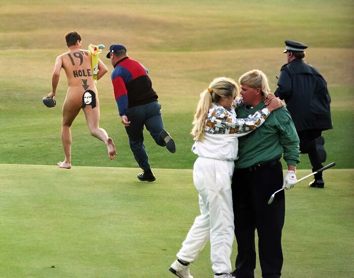 John Daly Sharing An Intimate Moment With His Wife After Winning The 1995 British Open