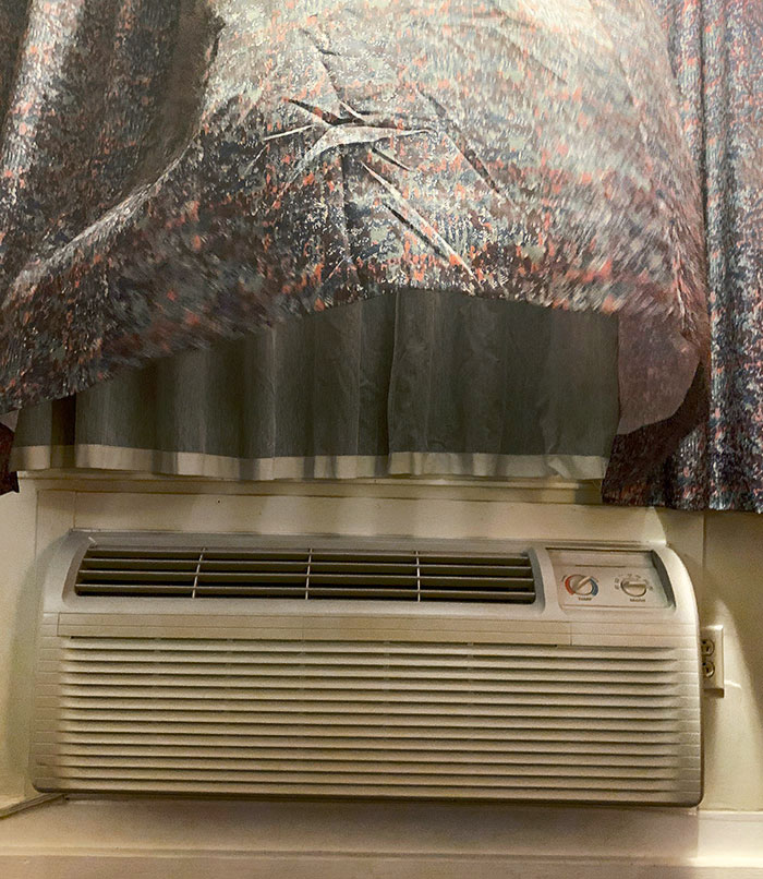 This Motel Heater Is Directly Underneath The Curtains