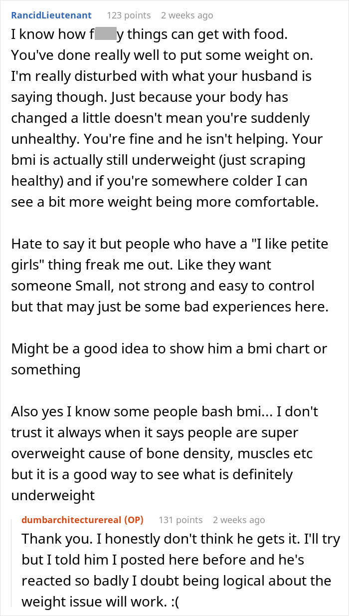 Wife Gains 4kg And Her Husband Keeps Pointing Out That He “Likes Them Petite”, So She Bites Back