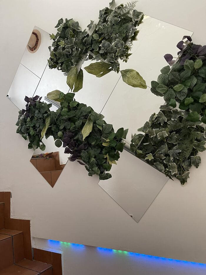 My Living Wall And Mirror Going Up My Stairs