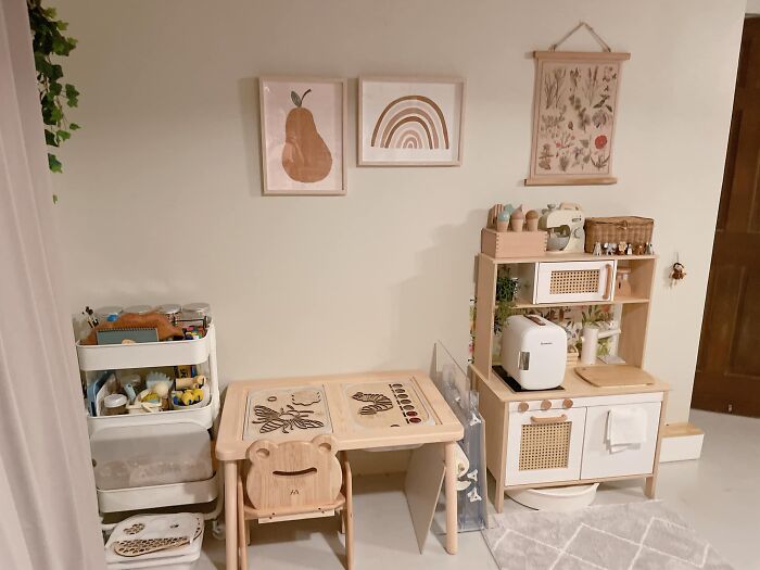 This Is My IKEA Duktig Play Kitchen And Flisat Children's Table Makeover. And My Favourite Part Of Playroom